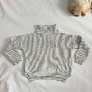 Ribbed Marled Light Gray Women's Sweater